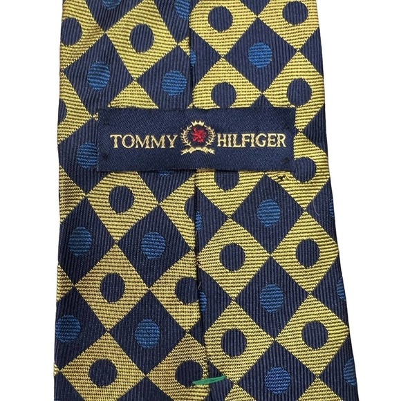 100% silk TOMMY HILFIGER Blue and Yellow Tie 100% silk - Picture 4 of 8